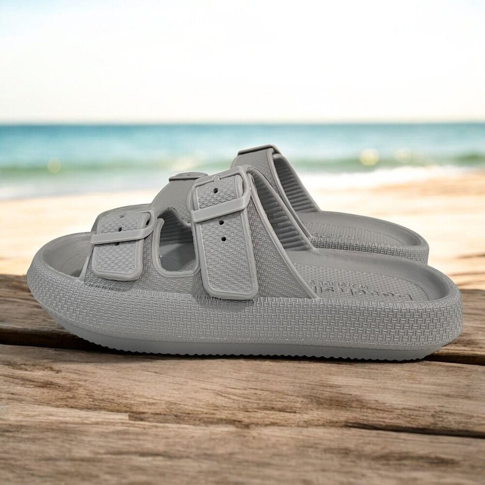 Beach Slides By JSlides Grey EVA Double Buckle Sa… - image 1